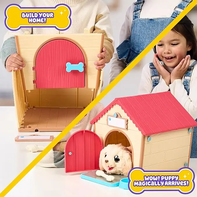 Little Live Pets – My Puppy’s Home Playset со интерактивно куче и 25+ звуци, вклучено куќичка и сет алатки