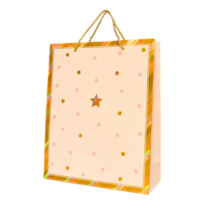 Qese dekorative dhuratash me pika dhe yll, 26 x 32 x 10 cm