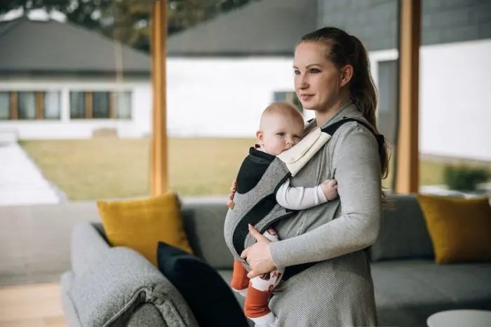 FreeON Bartëse për bebe (kangur) Side by Side 2 në 1, gri-e zezë