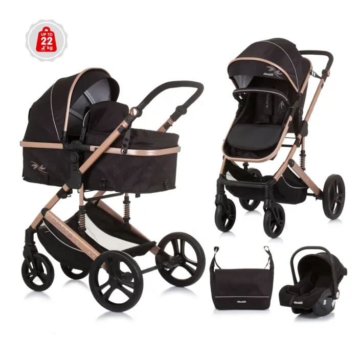 Baby Stroller Amore- Obsidian/Gold