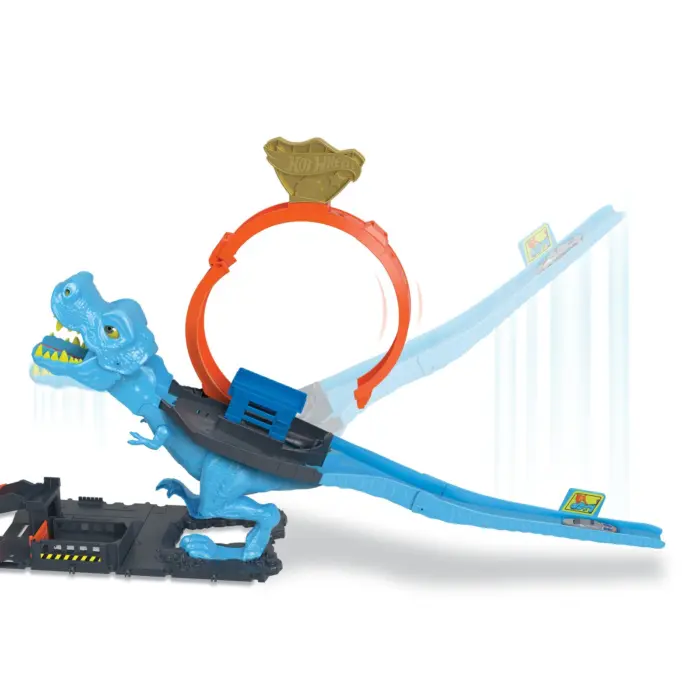 Hot Wheels City Pistë T-Rex me lak dhe stacion policie, 1 makinë – foto 4