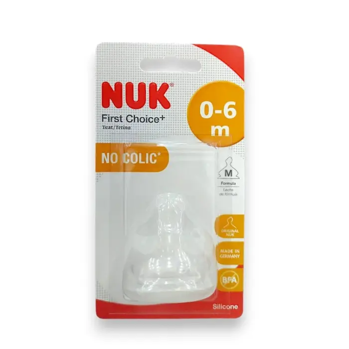 NUK Силиконска цуцла за шише First Choice+, 0–6 месеци, отвор M
