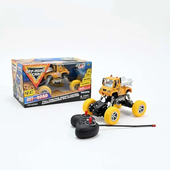 Remote-controlled jeep RC Off-Road Car with yellow tyres, 18 cm