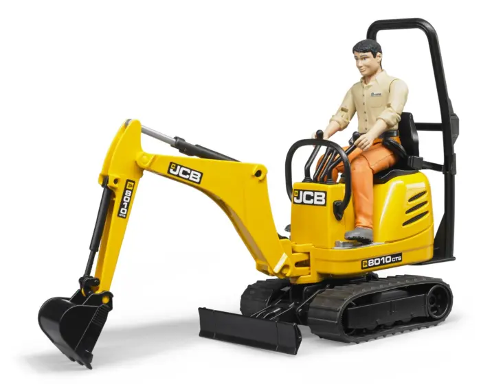 Bruder Мини багер JCB 8010 CTS со градежен работник, 1:16 – слика 3