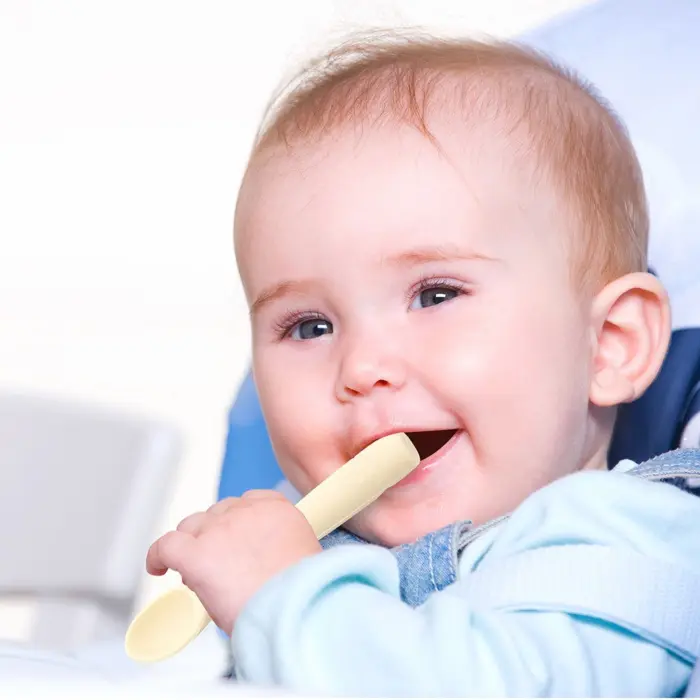 Baby Jem Мека силиконска лажичка за бебе, од 6 месеци, беж – слика 5