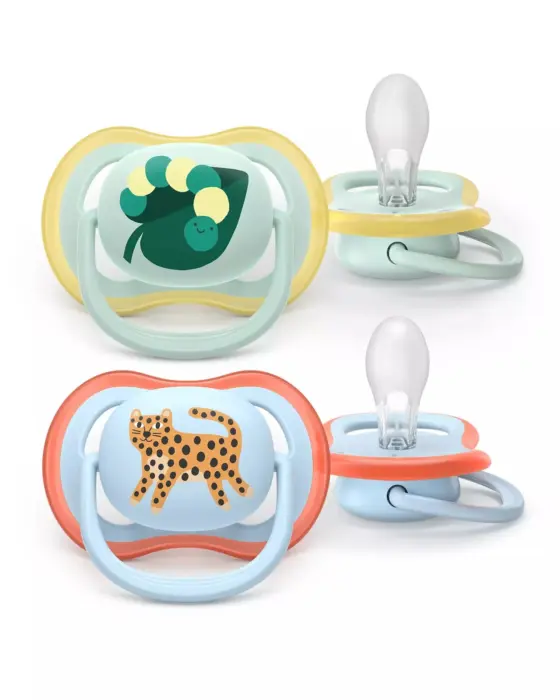 Philips Avent Çucël qetësuese ultra air 0–6 muaj, 2 copë, gjethe dhe leopard