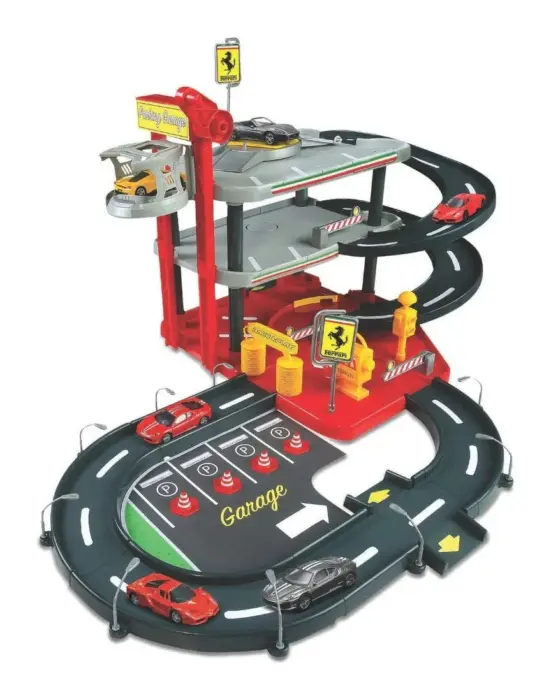 Bburago Ferrari Race & Play паркинг гаража со 2 метални автомобили 1:43