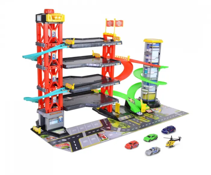 Dickie Toys 4-level garage with lift, 4 metal cars and helicopter Dickie Toys 4-level garage with lift, 4 metal cars and helicopter
