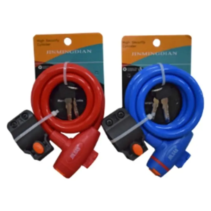 Coiled Cable Bike Lock with Key, assorted colors