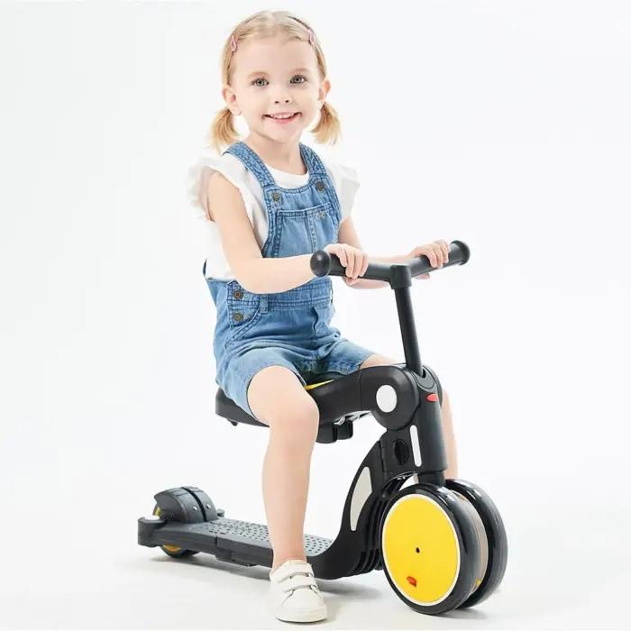 Chipolino Тротинет-трицикл All Ride 4 во 1 со седиште и педали, жолт – слика 2