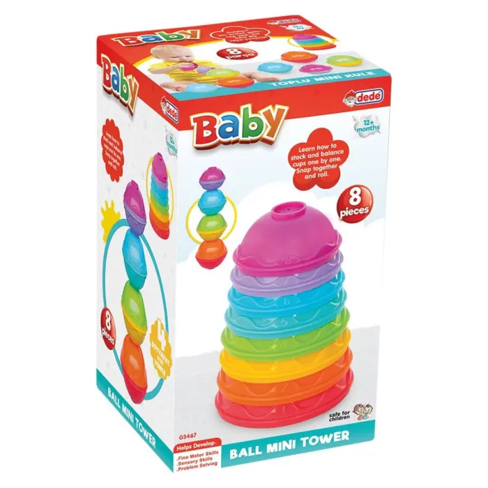 DEDE mini tower with stacking balls, 8 pieces, 03467