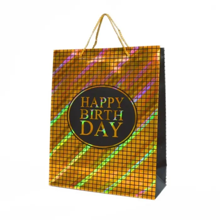 Happy Birthday decorative bag with holographic effect, 26 x 32 x 10 cm – image 3
