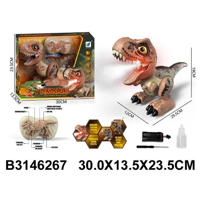 Remote-controlled dinosaur with light, sound and steam