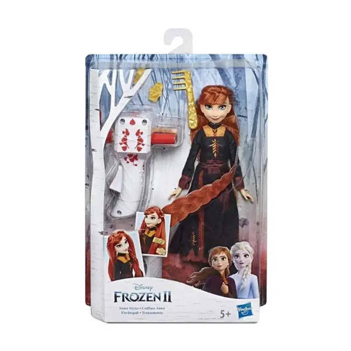 Hasbro Kukull Anna Disney Frozen II Sister Styles me pajisje për gërsheta