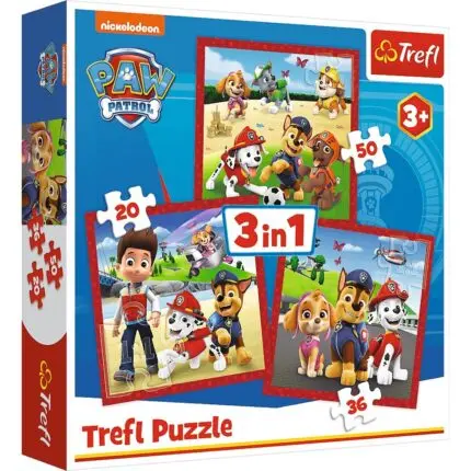 Trefl Сложувалка 3 во 1 Paw Patrol – Весели кученца, 20, 36 и 50 парчиња