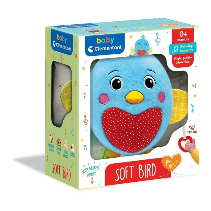 Clementoni Baby Мека музичка играчка Птица Soft Bird за креветче – слика 2