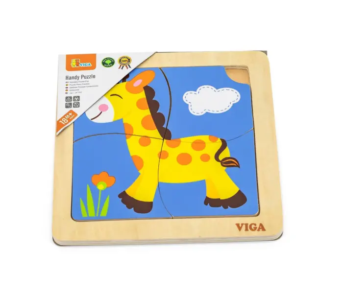 Viga Дрвена сложувалка Handy Puzzle Жирафа, 4 дела – слика 3