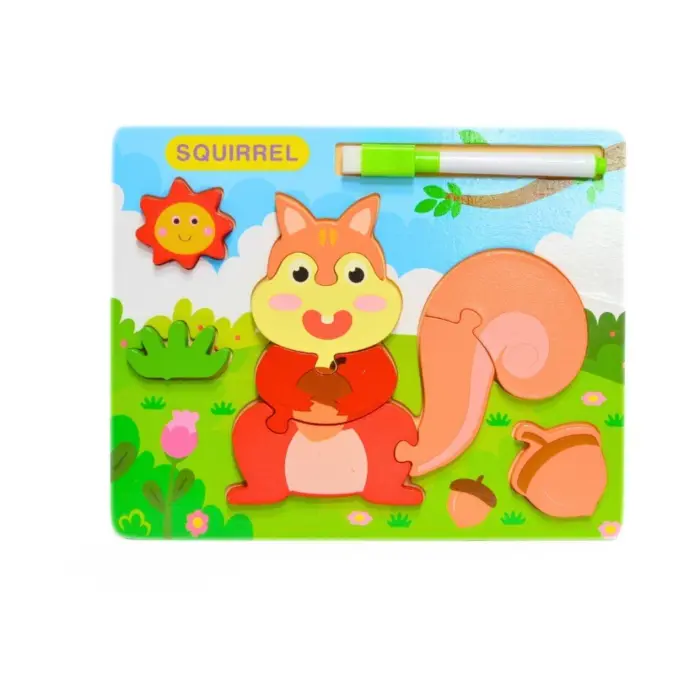 2-in-1 wooden puzzle and writing board, with marker – image 2