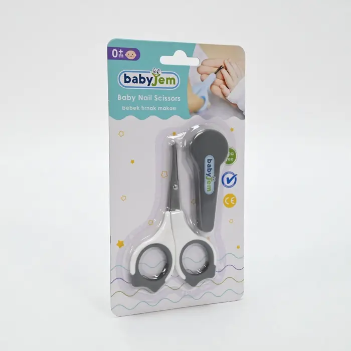 Baby Jem Ножички за нокти за бебе со заштитно капаче, сиви – слика 4