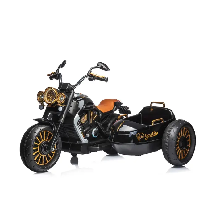Chipolino Motoçikletë me akumulator me karrocë anësore Duo Tron, 12 V, e zezë