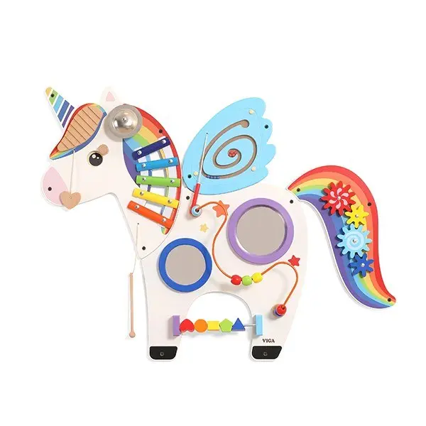 Viga Дрвена ѕидна играчка со активности Еднорог, 83,6 x 66,8 cm