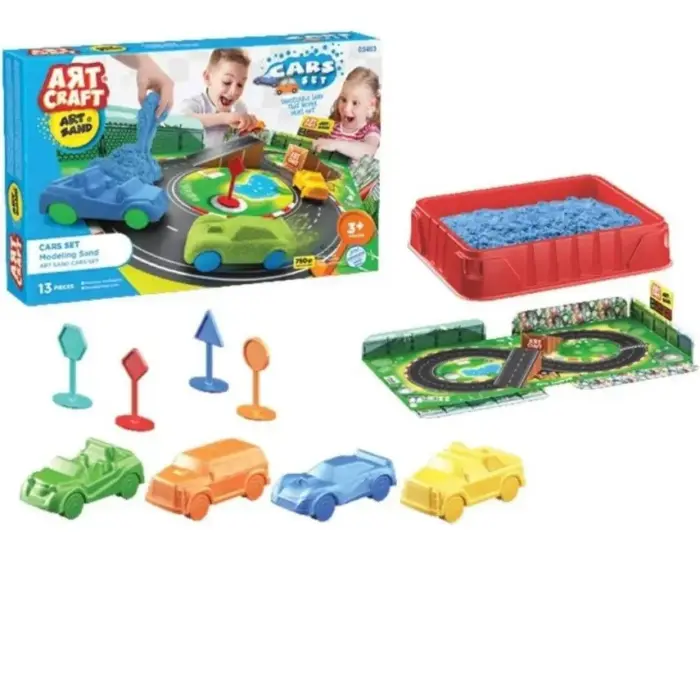Rërë modelimi Dede ART CRAFT Cars Set, 750 g, 13 pjesë