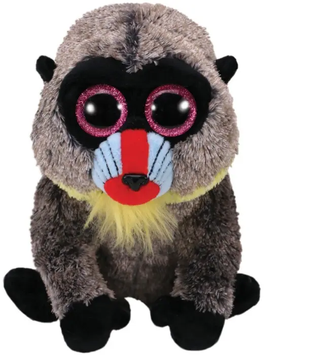 Ty Beanie Boos Wasabi plush baboon with colorful face, 15 cm