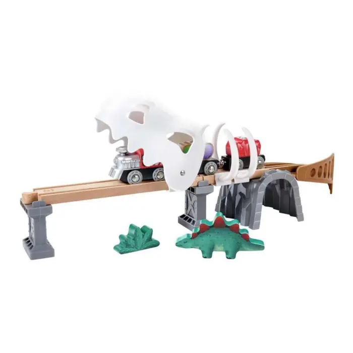 Hape Дрвен сет со пруга Dino Railway Adventure, 61 дел – слика 3