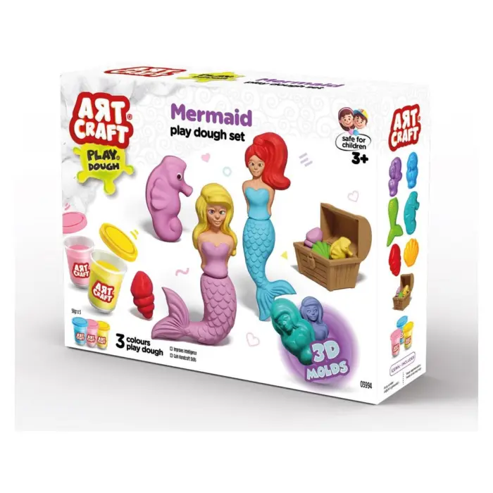 ART CRAFT Сет пластелин Сирена, 3 чашки, 7 калапи, 168 g, 03994