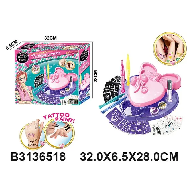 Kids' tattoo set with markers and stencils