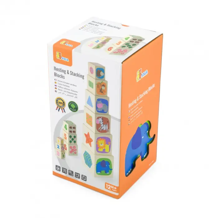Viga Toys – Blloqe prej druri për vendosje dhe fut-nxjerrje (50392)