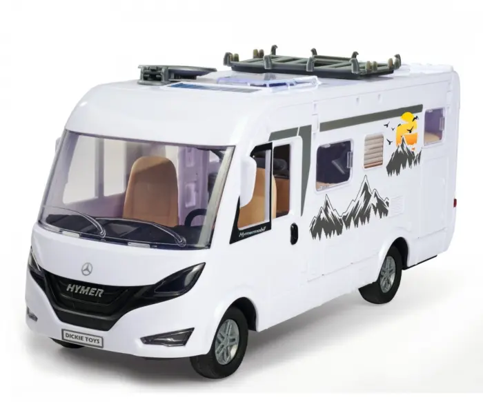 Dickie Toys Кампер Hymer B-Class со фигура и додатоци за кампување, 1:24 – слика 5