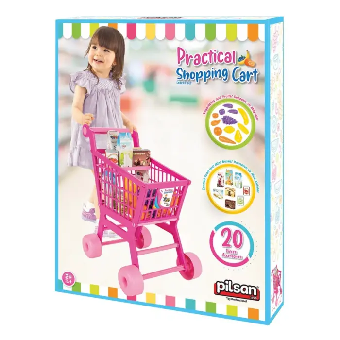 Pilsan Маркет количка Practical со продукти за играње (асортиман) – слика 3