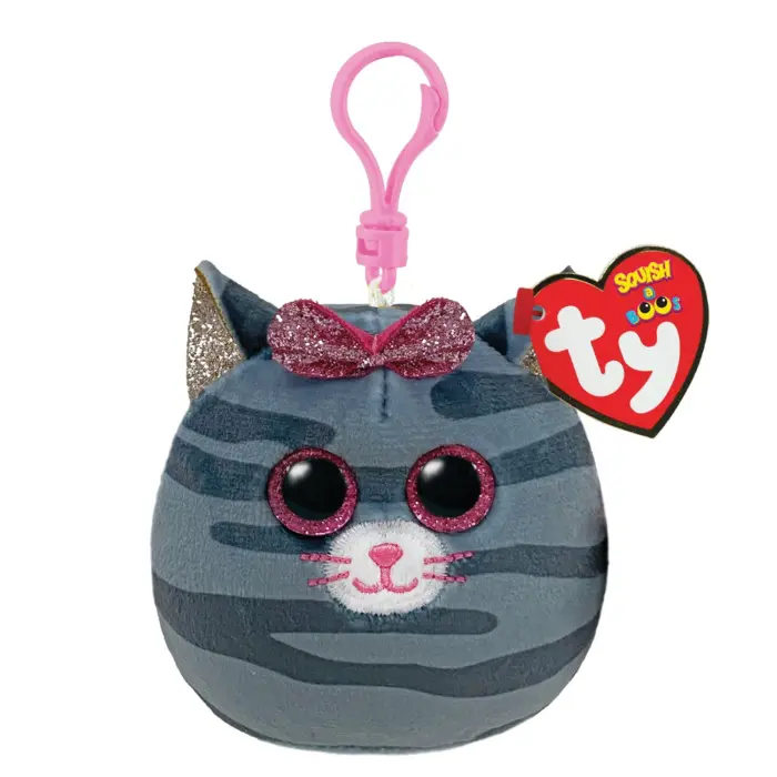 Ty Squish-a-Boos плишан приврзок маче Kiki со сјајна машна, 8,5 cm Ty Squish-a-Boos плишан приврзок маче Kiki со сјајна машна, 8,5 cm