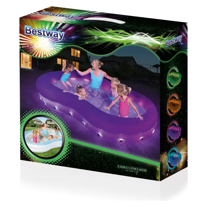 Bestway Color Wave family pool with LED light, 280 x 157 x 46 cm