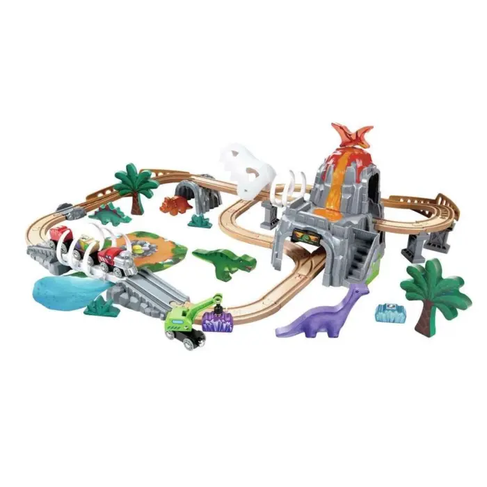 Hape Дрвен сет со пруга Dino Railway Adventure, 61 дел – слика 2