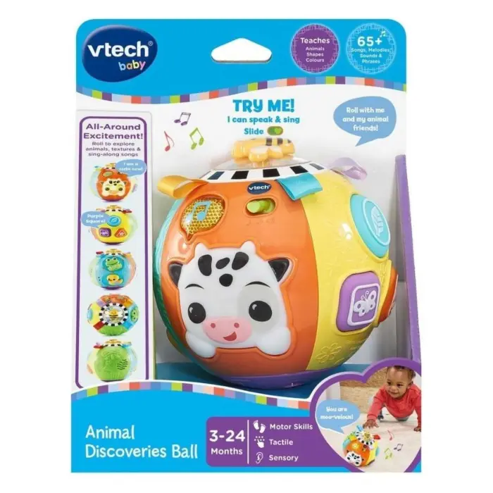 VTech Интерактивна топка Animal Discoveries Ball, со животни и светла – слика 2
