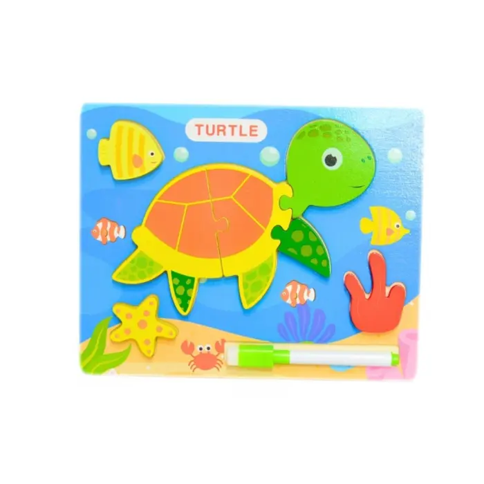 2-in-1 wooden puzzle and writing board, with marker – image 3