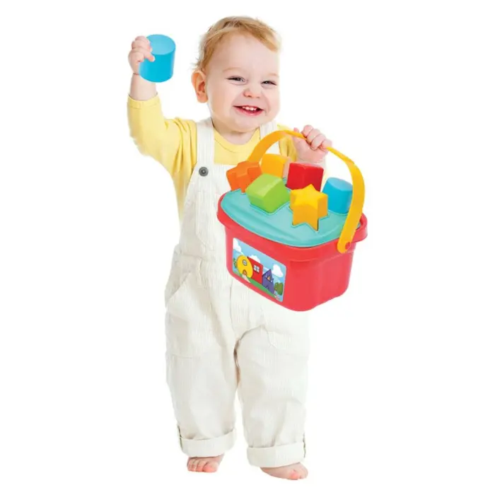DEDE Baby bucket sorter with basket, 13 pieces, 03414
