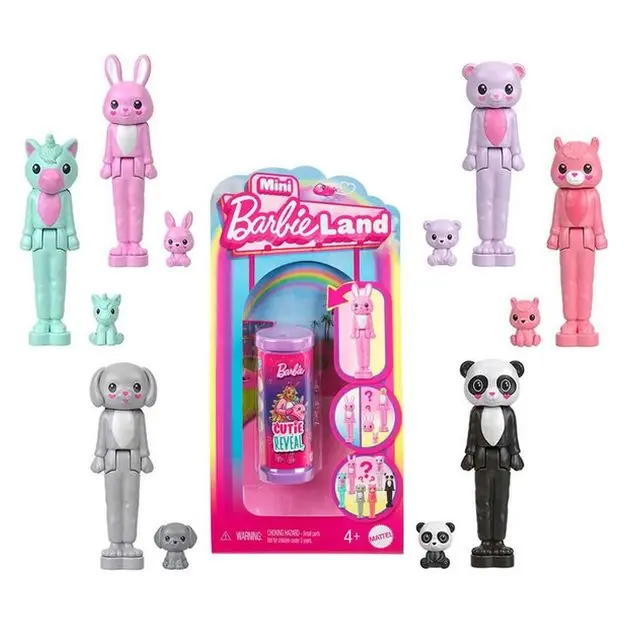 BARBIE Mini BarbieLand Cutie Reveal mini doll with pet and surprise, HYM25