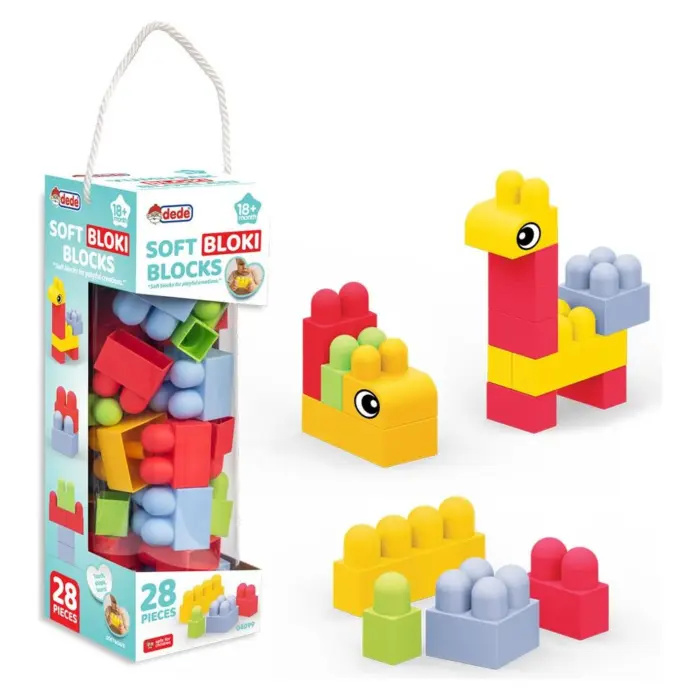 DEDE Baby Bloki soft building blocks in a tube, 28 pieces, 04099