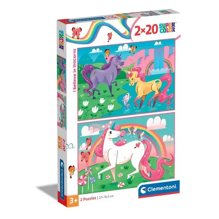 Clementoni Сложувалка Supercolor I Believe in Unicorns, 2 x 20 парчиња – слика 2