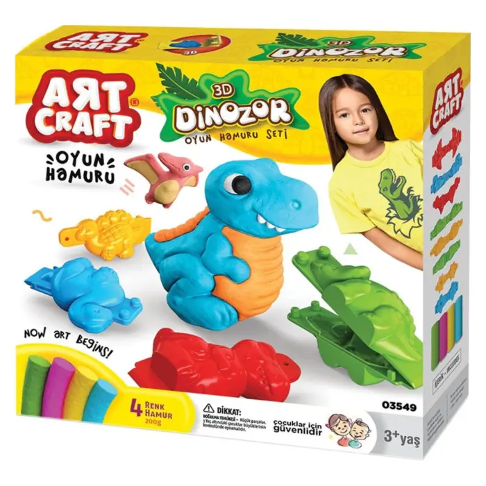ART CRAFT Сет пластелин 3D диносауруси, 8 калапи, 200 g, 03549