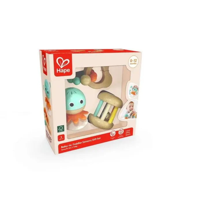 Hape Baby to Toddler Sensory rattle and teether set, 3 pieces – image 3
