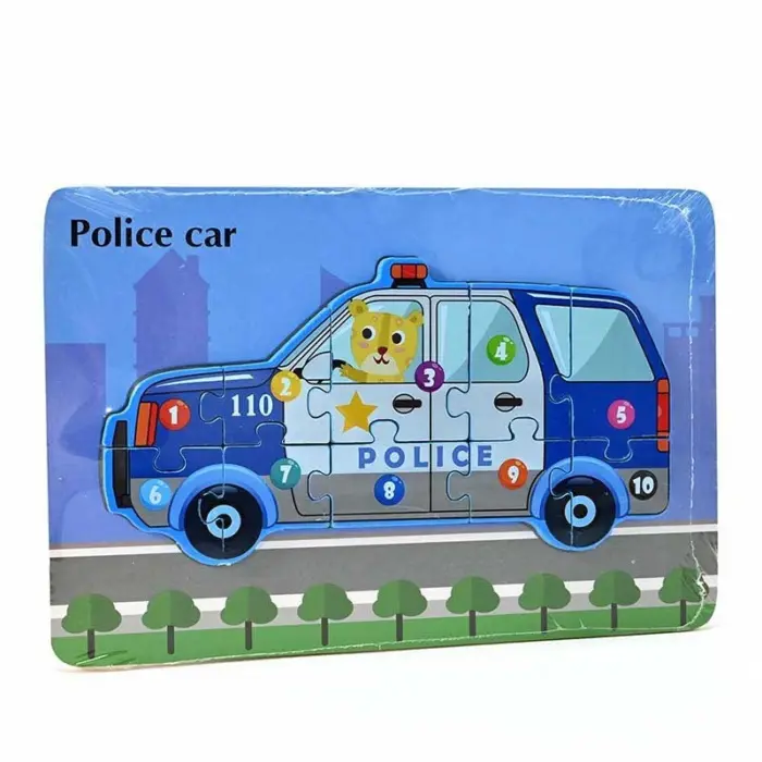 Vehicles wooden puzzle with numbered pieces, 22 x 15 cm