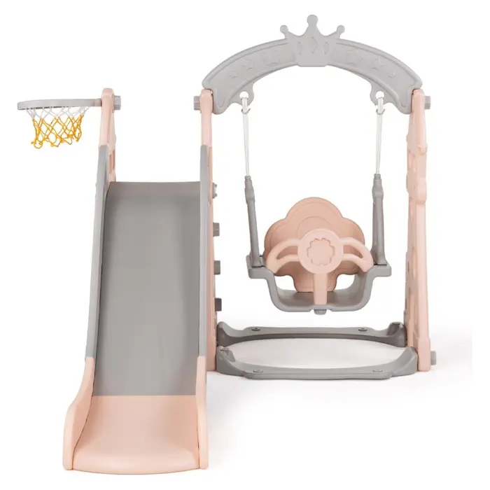 Children's playground 3 in 1 Chipolino – slide, swing and basket, pink