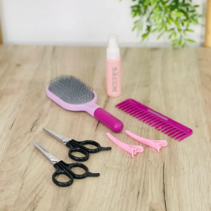 Фризерски сет Styling Salon со фен и пегла за коса на батерии – слика 2