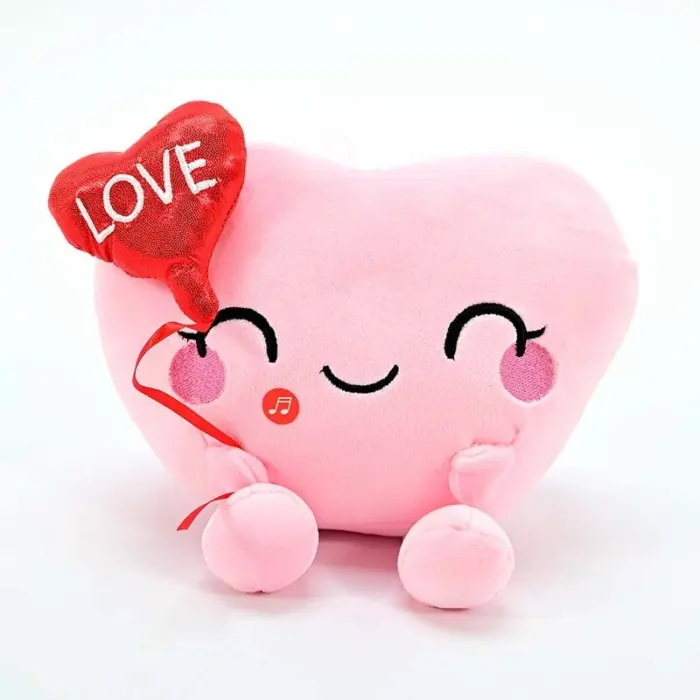Amek Розово плишано срце со балонче Love, 23 cm
