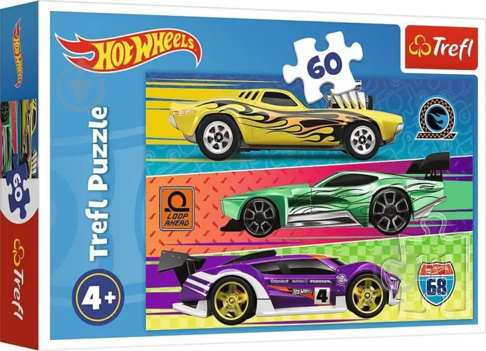Trefl Puzzle Hot Wheels me makina garash, 60 pjesë