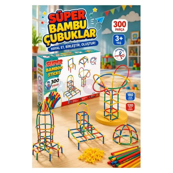 Set shkopinj ndërtimi DEDE Super Bamboo, 300 pjesë